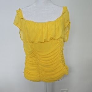 VENUS Bright Yellow Ruched Blouse